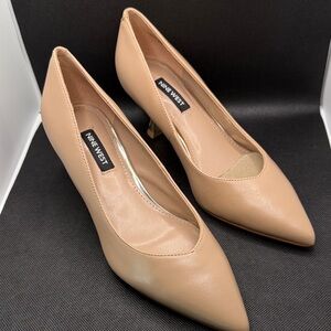 Nine West Beige Pointed-Toe Kitten Heel Pumps